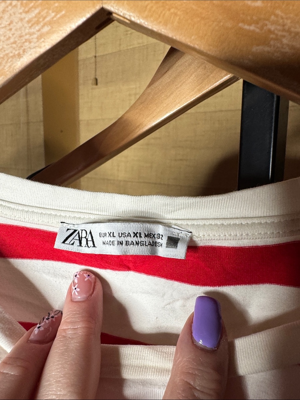 Zara Red White Striped Cropped Stretch Tee Size XL - Picture 3 of 5